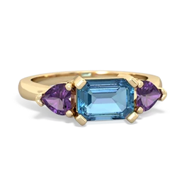 Blue Topaz Three Stone 14K Yellow Gold ring R5235