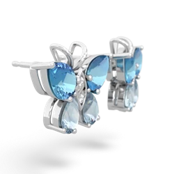 Blue Topaz Butterfly 14K White Gold earrings E2215