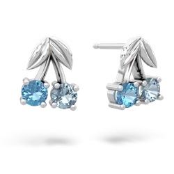 Blue Topaz Sweet Cherries 14K White Gold earrings E7001