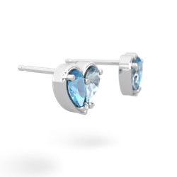 Blue Topaz 'Our Heart' 14K White Gold earrings E5072