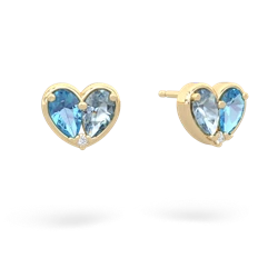 Blue Topaz 'Our Heart' 14K Yellow Gold earrings E5072