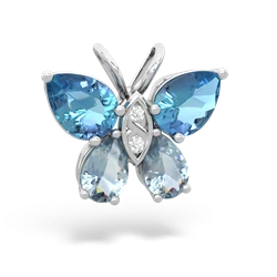 Blue Topaz Butterfly 14K White Gold pendant P2215