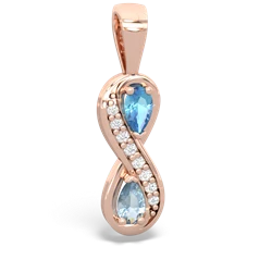 Blue Topaz Diamond Infinity 14K Rose Gold pendant P5390