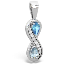 Blue Topaz Diamond Infinity 14K White Gold pendant P5390