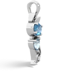 Blue Topaz Kitten 14K White Gold pendant P5780