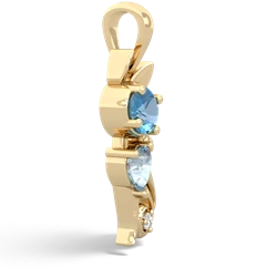 Blue Topaz Kitten 14K Yellow Gold pendant P5780