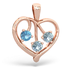 Blue Topaz Glowing Heart 14K Rose Gold pendant P2233