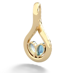 Blue Topaz Pave Twist 'One Heart' 14K Yellow Gold pendant P5360