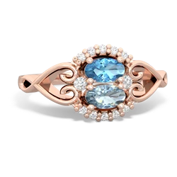 Blue Topaz Love Nest 14K Rose Gold ring R5860