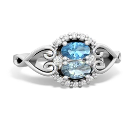 Blue Topaz Love Nest 14K White Gold ring R5860