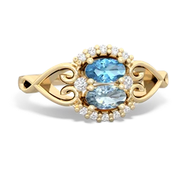 Blue Topaz Love Nest 14K Yellow Gold ring R5860