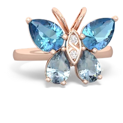 Blue Topaz Butterfly 14K Rose Gold ring R2215