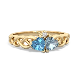 Blue Topaz Heart To Heart Braid 14K Yellow Gold ring R5870