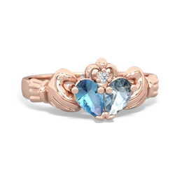 Blue Topaz 'Our Heart' Claddagh 14K Rose Gold ring R2388