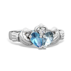 Blue Topaz 'Our Heart' Claddagh 14K White Gold ring R2388