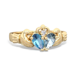 Blue Topaz 'Our Heart' Claddagh 14K Yellow Gold ring R2388