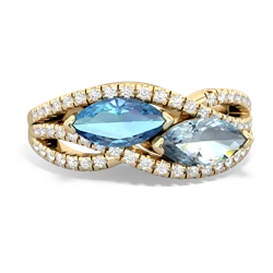 Blue Topaz Diamond Rivers 14K Yellow Gold ring R3070