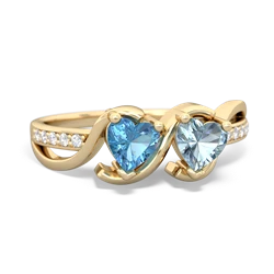 Blue Topaz Side By Side 14K Yellow Gold ring R3090