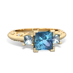 Blue Topaz Eternal Embrace Engagement 14K Yellow Gold ring C2001