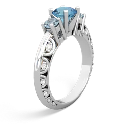 Blue Topaz Art Deco Eternal Embrace Engagement 14K White Gold ring C2003