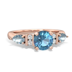 Blue Topaz 6Mm Round Eternal Embrace Engagement 14K Rose Gold ring R2005