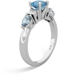 Blue Topaz 6Mm Round Eternal Embrace Engagement 14K White Gold ring R2005