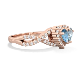 Blue Topaz Diamond Twist 'One Heart' 14K Rose Gold ring R2640HRT