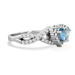 Blue Topaz Diamond Twist 'One Heart' 14K White Gold ring R2640HRT