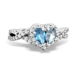 Blue Topaz Diamond Twist 'One Heart' 14K White Gold ring R2640HRT