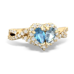 Blue Topaz Diamond Twist 'One Heart' 14K Yellow Gold ring R2640HRT