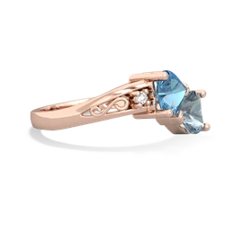 Blue Topaz Snuggling Hearts 14K Rose Gold ring R2178