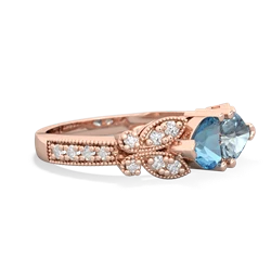 Blue Topaz Diamond Butterflies 14K Rose Gold ring R5601