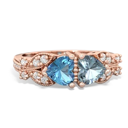 Blue Topaz Diamond Butterflies 14K Rose Gold ring R5601