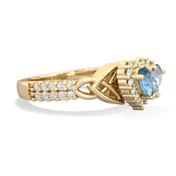 Blue Topaz Celtic Knot Two Hearts As One 14K Yellow Gold ring R2644HRT