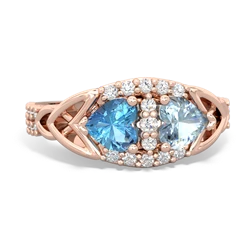 Blue Topaz Sparkling Celtic Knot 14K Rose Gold ring R2645