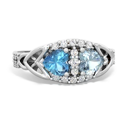 Blue Topaz Sparkling Celtic Knot 14K White Gold ring R2645