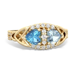 Blue Topaz Sparkling Celtic Knot 14K Yellow Gold ring R2645