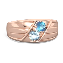 Blue Topaz Men's Streamline 14K Rose Gold ring R0460