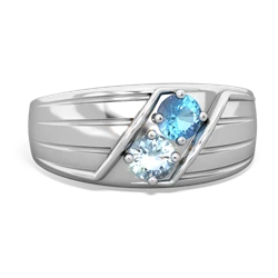 Blue Topaz Men's Streamline 14K White Gold ring R0460