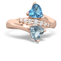 Blue Topaz Heart To Heart 14K Rose Gold ring R2064