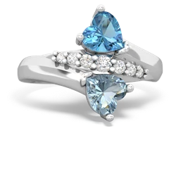 Blue Topaz Heart To Heart 14K White Gold ring R2064