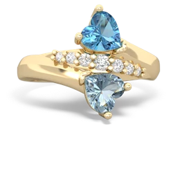 Blue Topaz Heart To Heart 14K Yellow Gold ring R2064