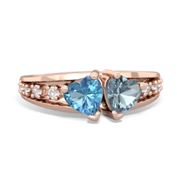 Blue Topaz Heart To Heart 14K Rose Gold ring R3342