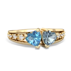 Blue Topaz Heart To Heart 14K Yellow Gold ring R3342