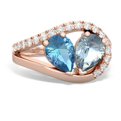 Blue Topaz Nestled Heart Keepsake 14K Rose Gold ring R5650