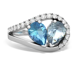 Blue Topaz Nestled Heart Keepsake 14K White Gold ring R5650