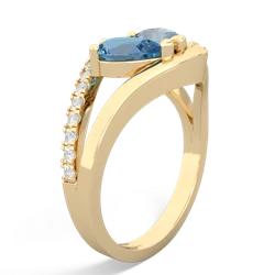 Blue Topaz Nestled Heart Keepsake 14K Yellow Gold ring R5650