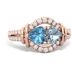 Blue Topaz Art-Deco Keepsake 14K Rose Gold ring R5630