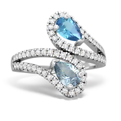 Blue Topaz Diamond Dazzler 14K White Gold ring R3000