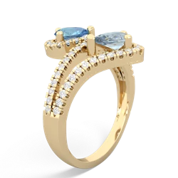 Blue Topaz Diamond Dazzler 14K Yellow Gold ring R3000